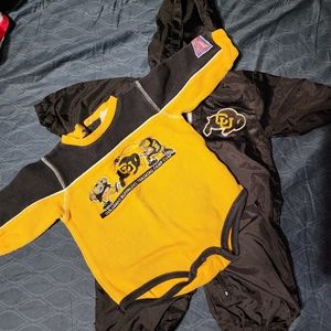 6-9 month old NFL shirt and track jumpsuit.